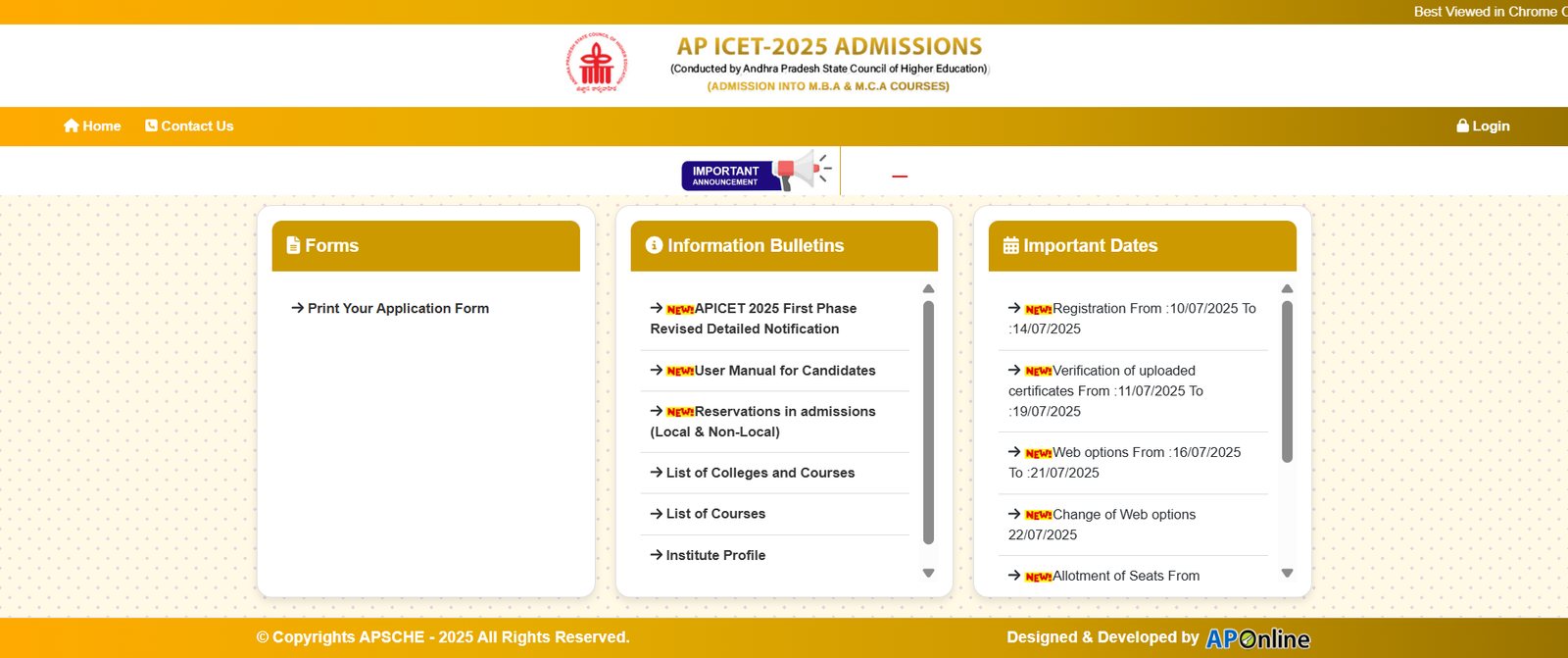 AP ICET Seat Allotment Result 2025 link